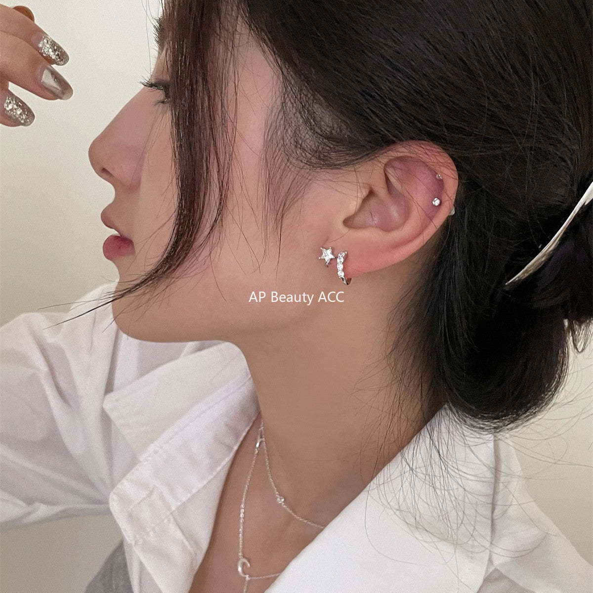 A관 - 별 모양 큐빅 925 은침 귀걸이 [EH-3764] 25.08-5