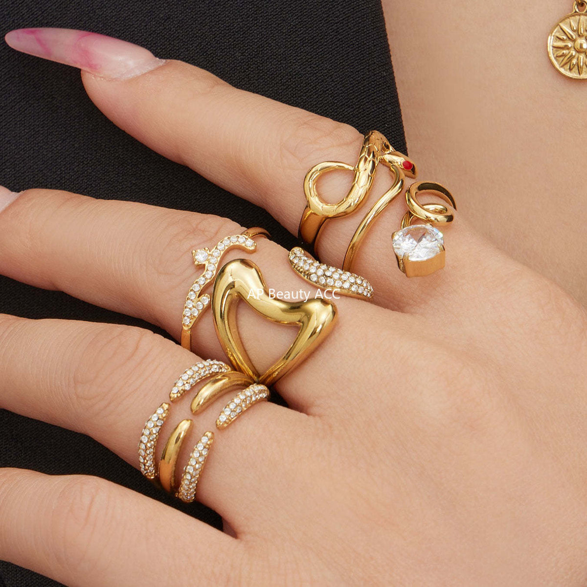 D관 - 스테인리스 스틸 18K 도금 미니 큐빅 오픈형 반지 [A382-A-A622-A674] 25.12-3