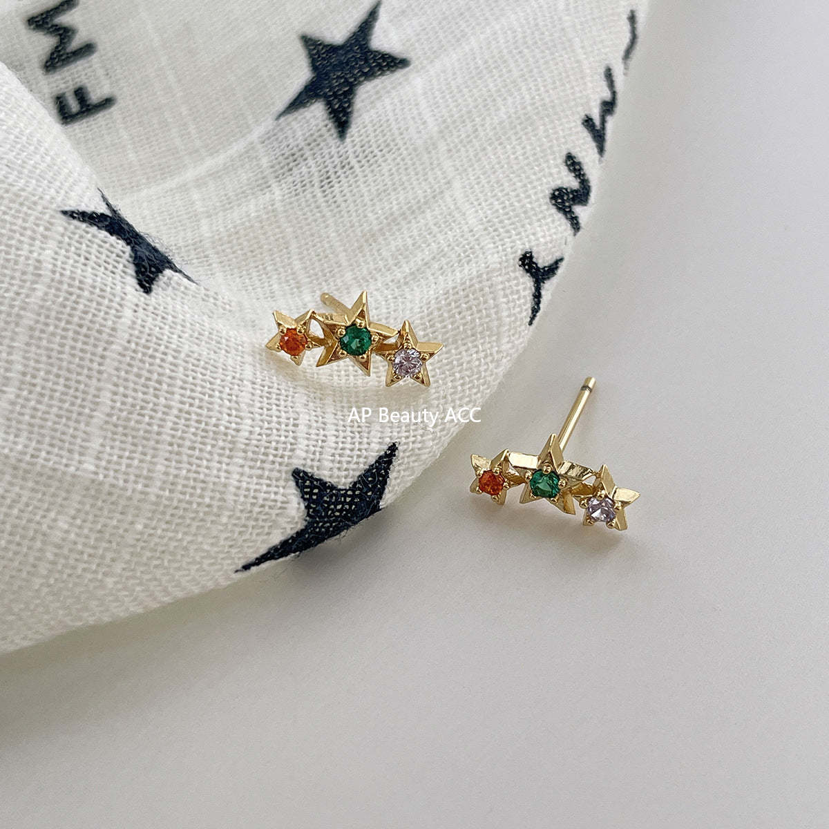 A관 - 925 은침 컬러 큐빅 별 귀걸이 [EH-4028] 25.10-2