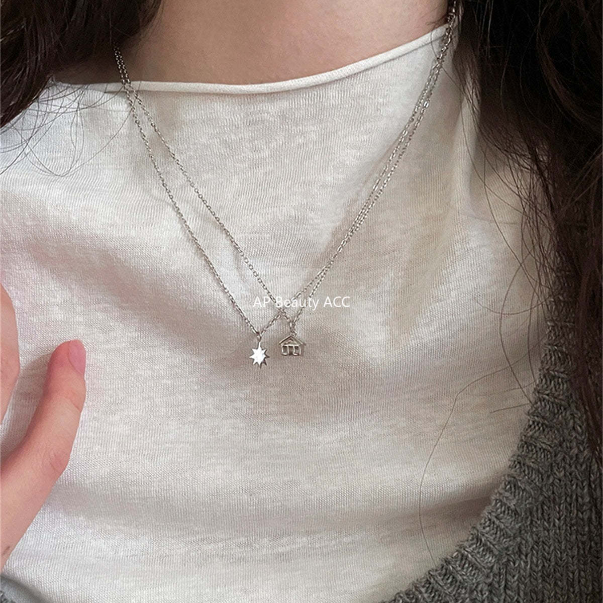 A관 - 925 실버 별 하우스 펜던트 체인 목걸이 [XL-1211] 25.10-4