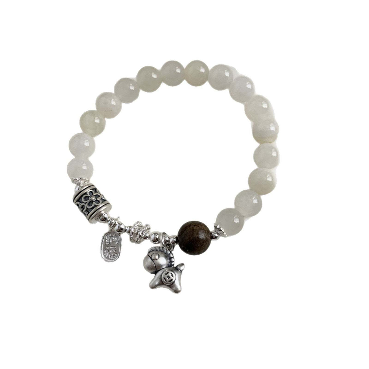 A관 - 말 펜던트 925 실버 옥 비즈 팔찌 [1510] 25.11-3