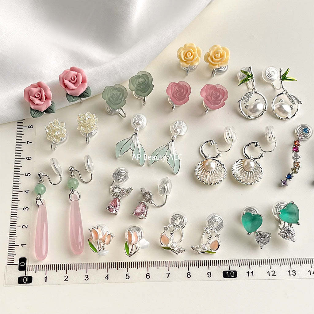 C관 - 큐빅 레진 진주 무피어싱 나선형 이어커프 귀걸이 [EJ0203F] 25.02-3