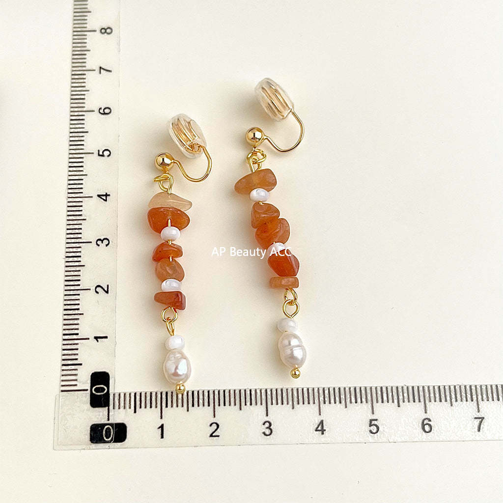 C관 - 18K 도금 에나멜 플라워 이어커프 귀걸이 [EJ0301S] 25.03-1