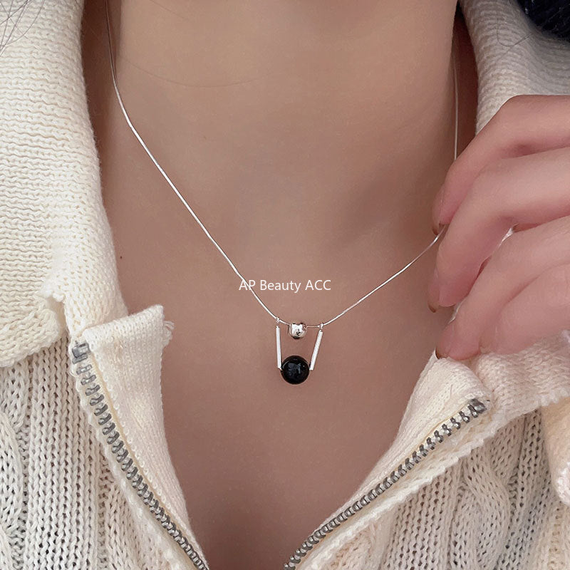 F관 - 925 실버 블랙 오닉스 목걸이 [B99] 25.10-1