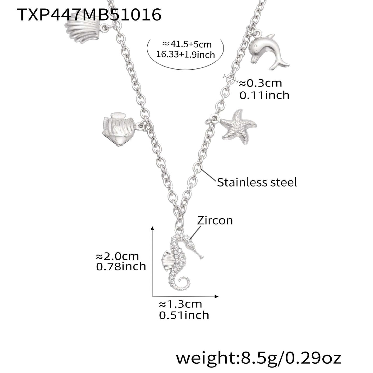 D관 - 스테인리스 스틸 해양생물 큐빅 펜던트 목걸이 팔찌 [TXP447] 25.10-4