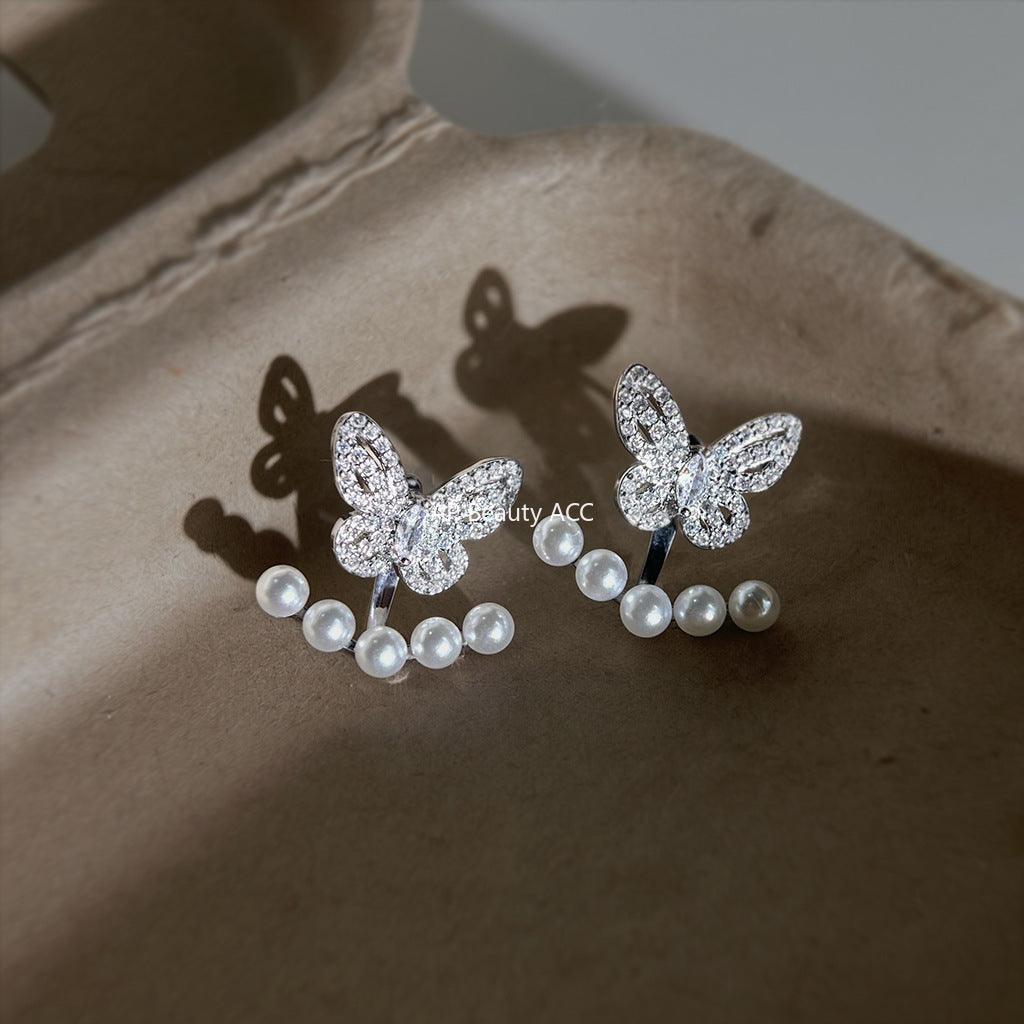 C관 - 나비 진주 큐빅 투웨이 925 은침 귀걸이 [5817] 25.04-2