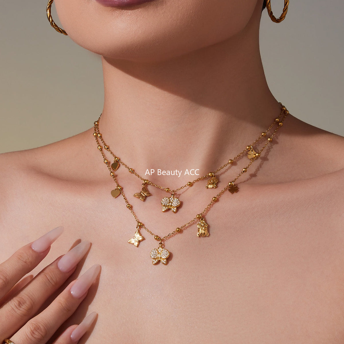 D관 - 스테인리스 스틸 18K 도금 나비 펜던트 목걸이 [P1712] 25.10-3