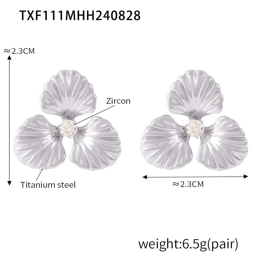D관 - 캐주얼 럭셔리 감성 트렌디 진주 플라워 티타늄 스틸 18K 변색 방지 반지 [F111-A110] 24.09-1
