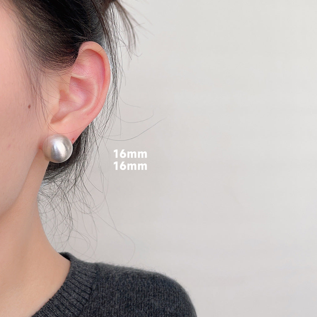 C관 - 실버 브러쉬 공 모양 심플한 데일리 귀걸이 [3536-3540] 24.01-2