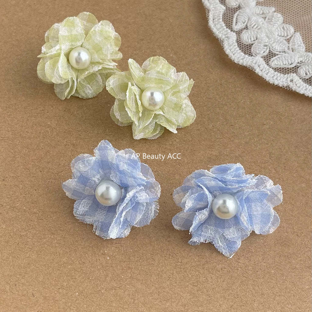 C관 - 패브릭 플라워 레진 진주 귀걸이 [5599-5600] 25.02-3