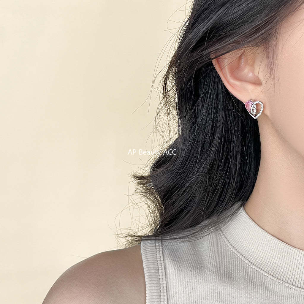 C관 - 미니 큐빅 백금 도금 비대칭 감각적인 귀걸이 [4390] 24.06-4