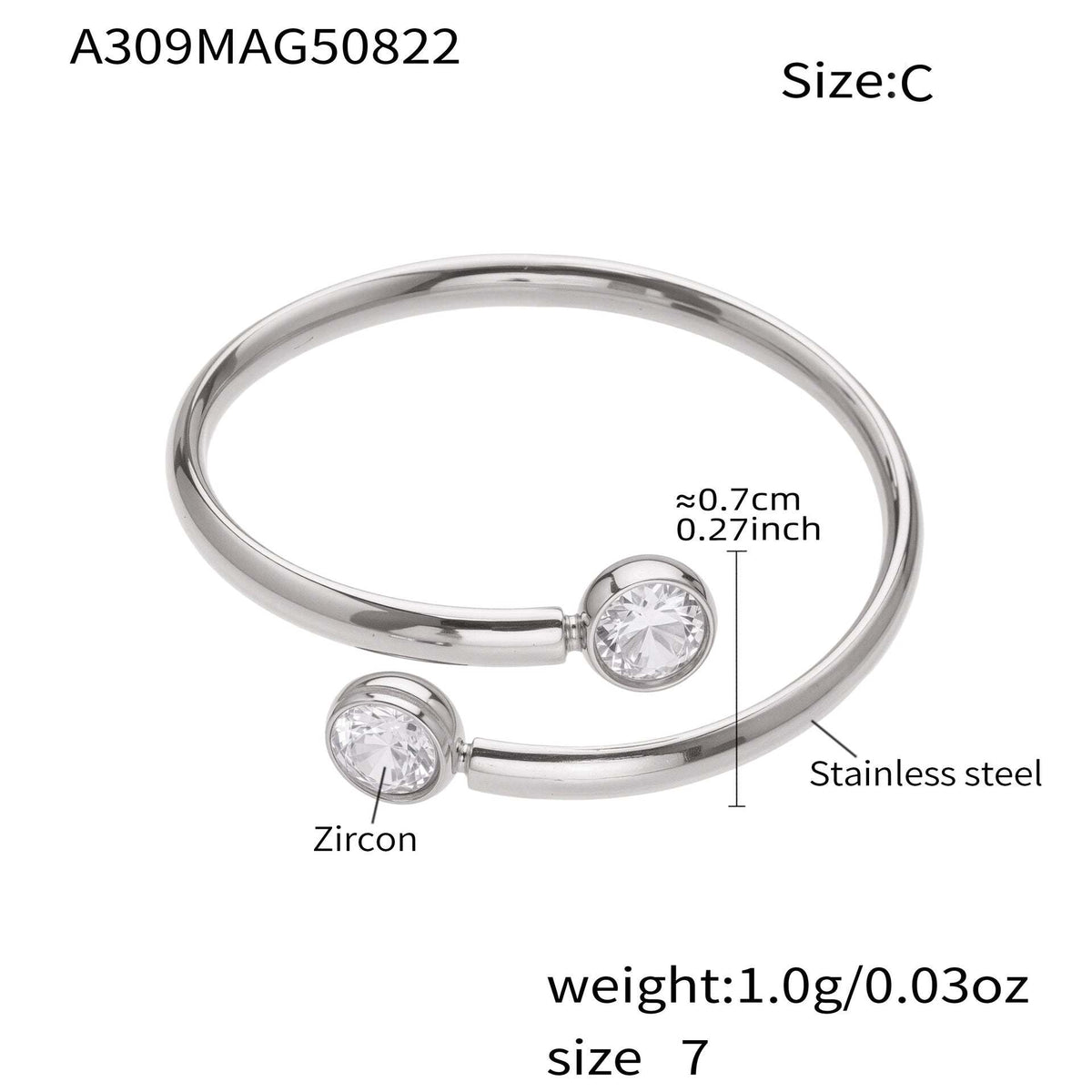 D관 - 큐빅 스테인리스 스틸 18K 골드 도금 반지 [A309-A312-A313] 25.09-4