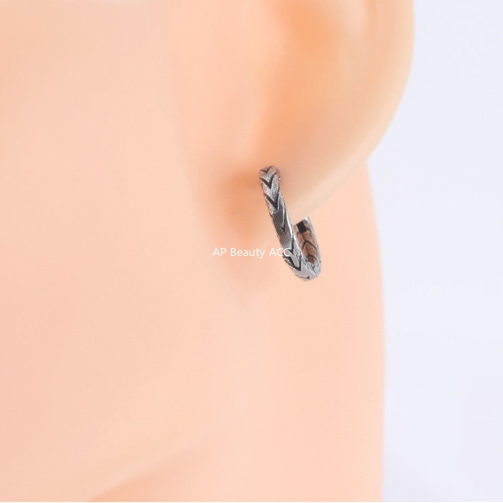 G관 - 태국 실버색 샌딩 링 귀걸이 [ES978] 25.10-1