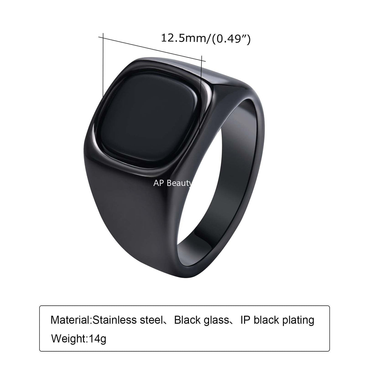 G관 - 스테인리스 스틸 사각 호안석 유광 반지 [RC-620] 25.10-5