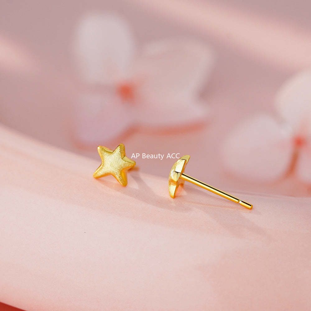 B관 - 999 실버 샌딩 불규칙 별 모양 귀걸이 [YC3448E_1] 25.11-4