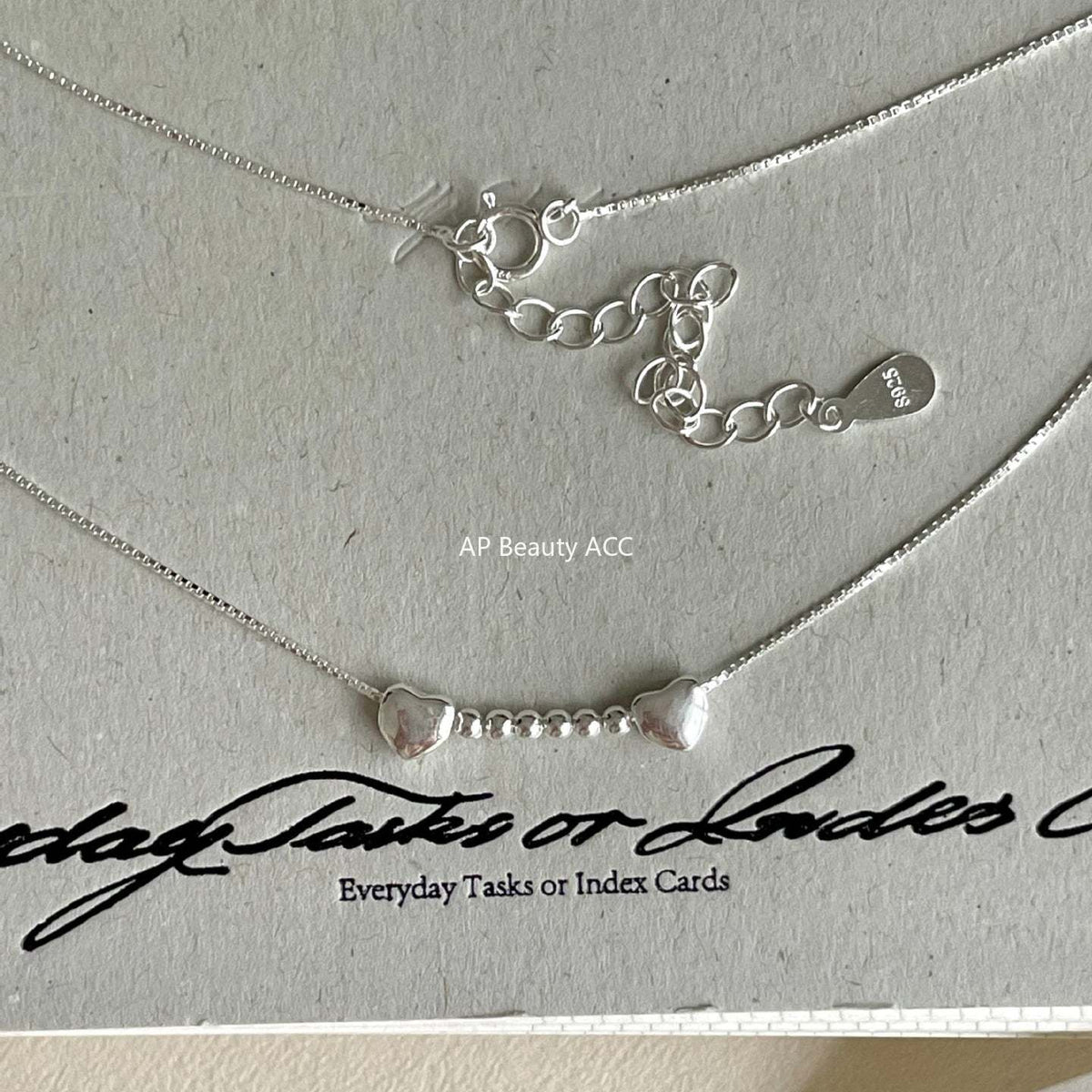 F관 - 925 실버 하트 라운드 비즈 펜던트 목걸이 [B1383] 25.11-3