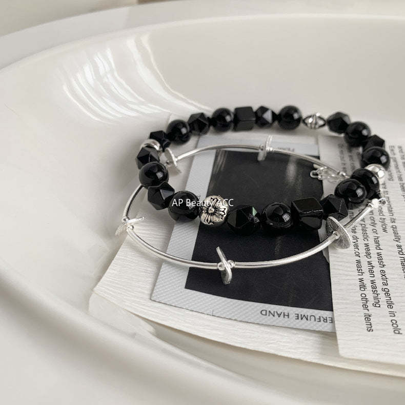 A관 - 십자가 흑마노 흑요석 925 실버 팔찌 [1512] 25.11-3