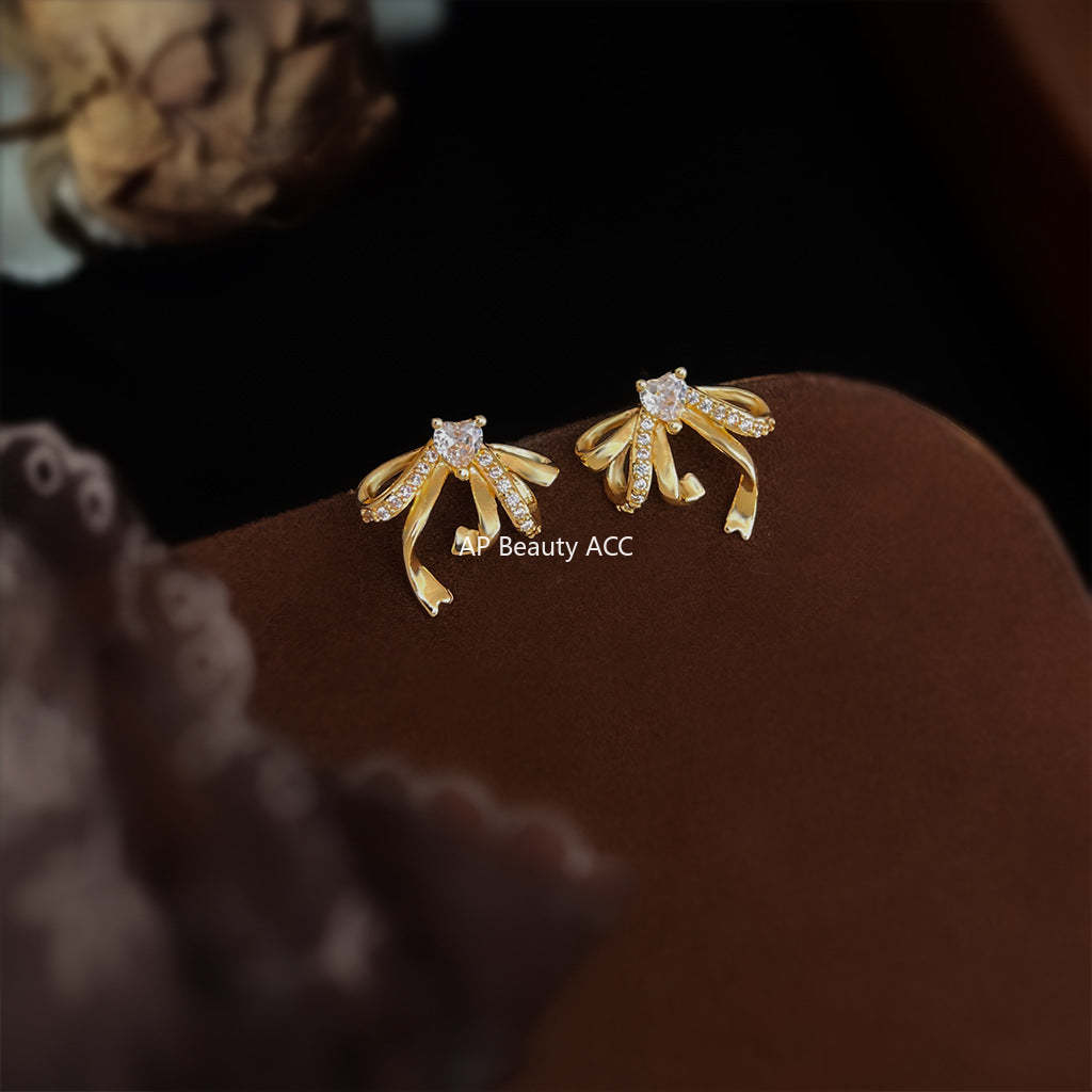 C관 - 925 은침 큐빅 리본 디자인 귀걸이 [6953] 25.10-4