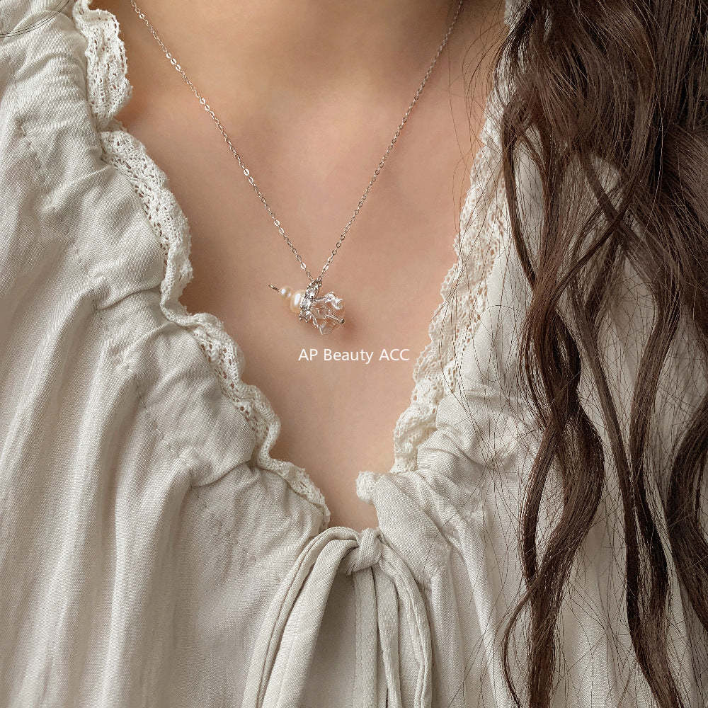 A관 - 백수정 담수진주 펜던트 925 실버 목걸이 [1497] 25.11-3