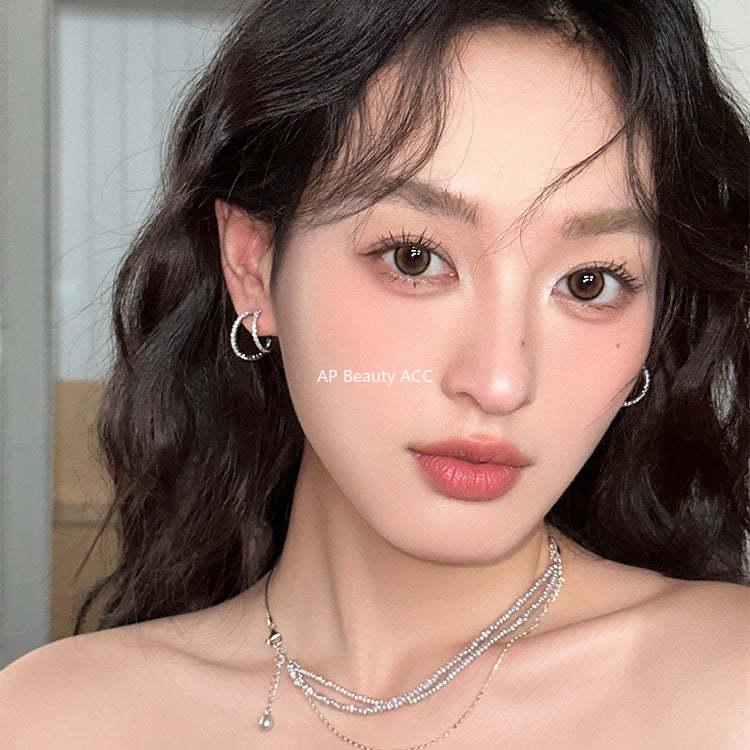 A관 - 925 은침 더블 라인 풀큐빅 스터드 귀걸이 [EH-4121] 25.10-5