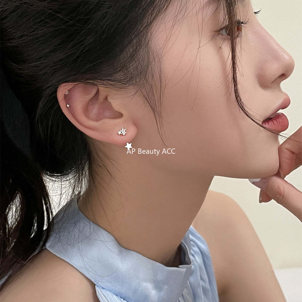 A관 - 925 은침 오각별 큐빅 스터드 귀걸이 [EH-3976] 25.09-3
