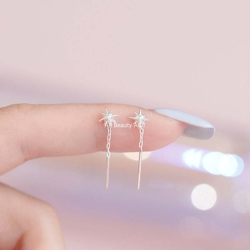 B관 - 999 실버 팔각별 큐빅 드롭 귀걸이 [YC6400E_1] 25.09-4