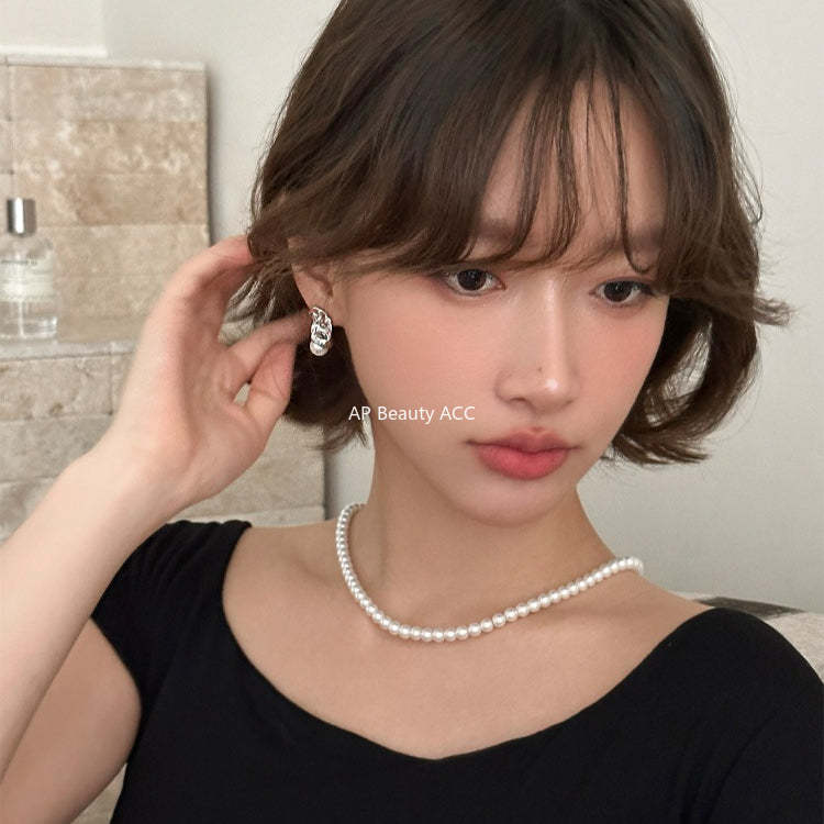 A관 - 비정형 디자인 진주 925 은침 귀걸이 [EH-4323] 25.12-2