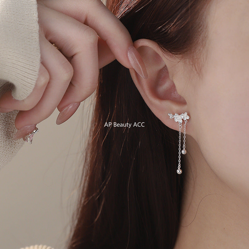 B관 - 999 실버 플라워 태슬 디자인 귀걸이 [YC9892E] 25.02-3