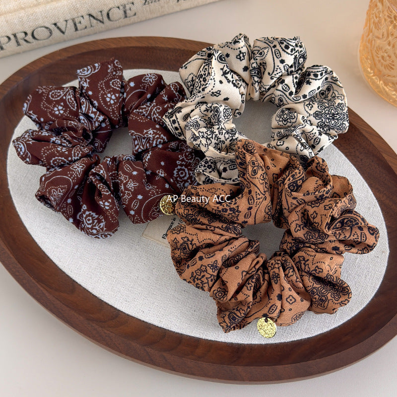 E관 - 빈티지 페이즐리 패턴 포니테일 곱창 헤어밴드 [27578] 25.10-3