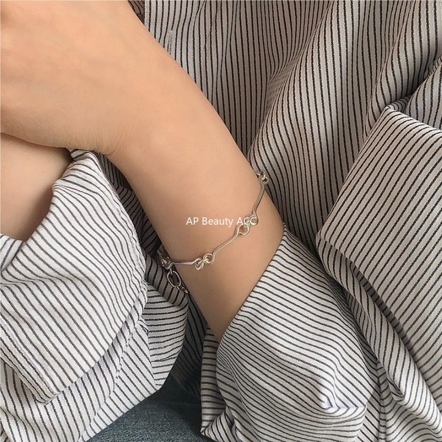 F관 - 925 실버 얇은 연결 라인 디자인 팔찌 [A335] 25.10-4