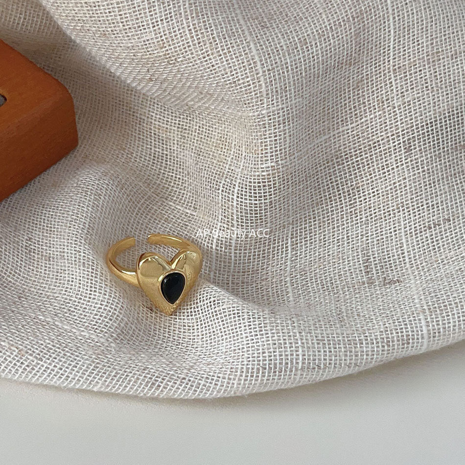 F관 - 925 실버 블랙 오닉스 하트 반지 [J1930] 25.10-2