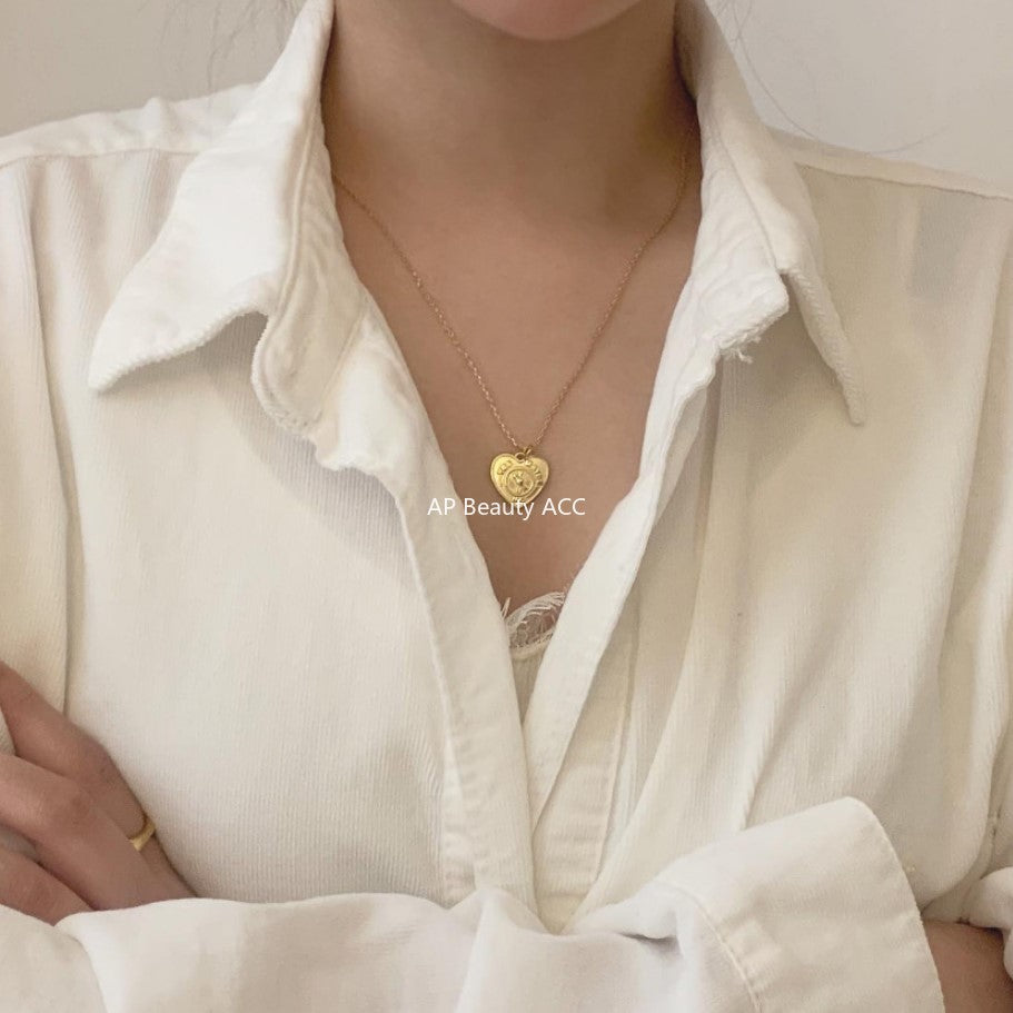 F관 - 925 실버 하트 카드 펜던트 목걸이 [B377-B378] 25.10-3