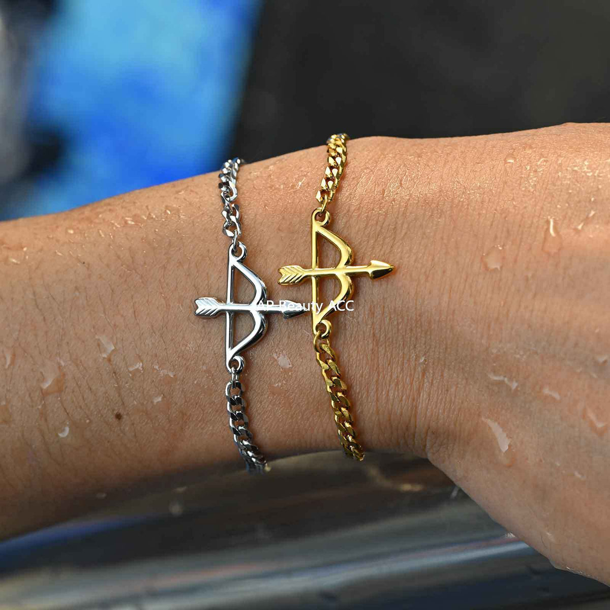 G관 - 스테인리스 스틸 체인 활 모양 펜던트 팔찌 [BR-2621] 25.11-1