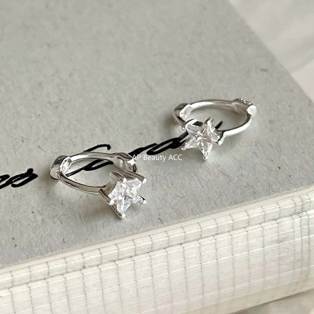 F관 - 925 실버 별 큐빅 링 귀걸이 [C1423] 25.11-4