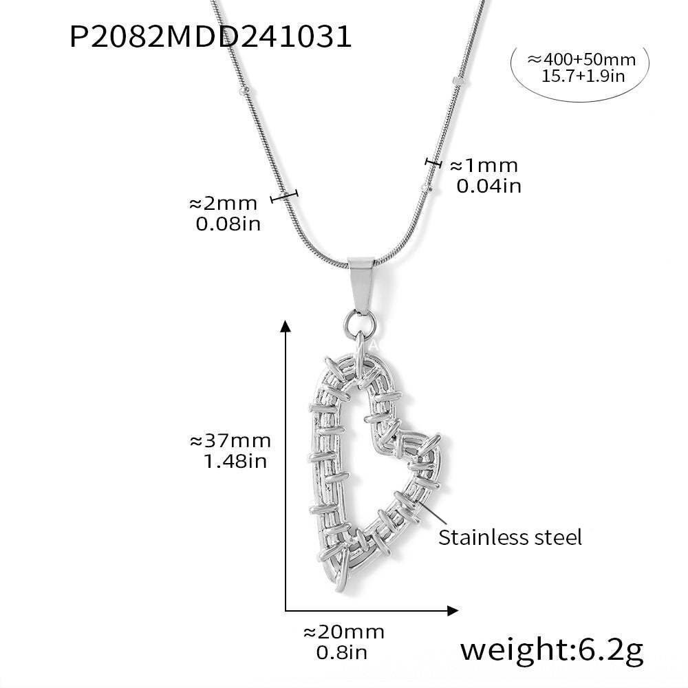 D관 - 프렌치 럭셔리 더블 하트 화이트 쉘 스테인리스 스틸 PVD 18K 도금 귀걸이 목걸이 [P2082-F760] 24.11-2