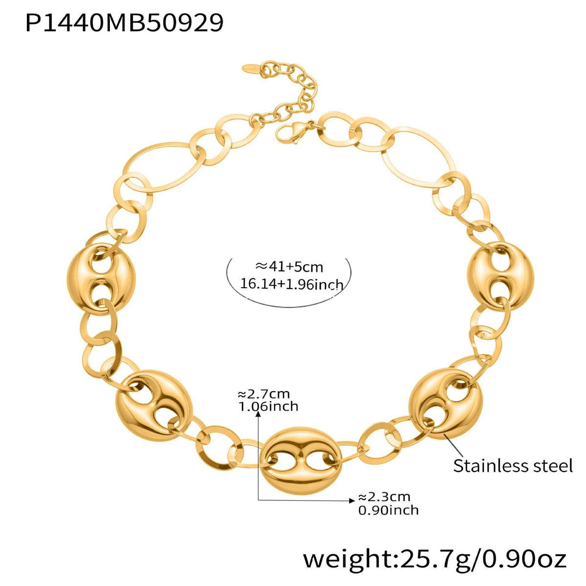 D관 - 18K 도금 스테인리스 스틸 더블 원형 볼드 체인 목걸이 [P1440] 25.10-2