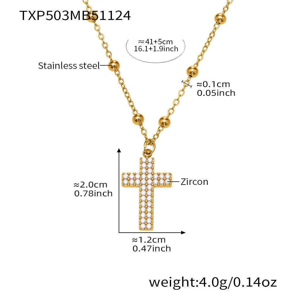 D관 - 스테인리스 스틸 십자가 큐빅 18K 도금 반지 귀걸이 팔찌 목걸이 [TXP503] 25.11-4