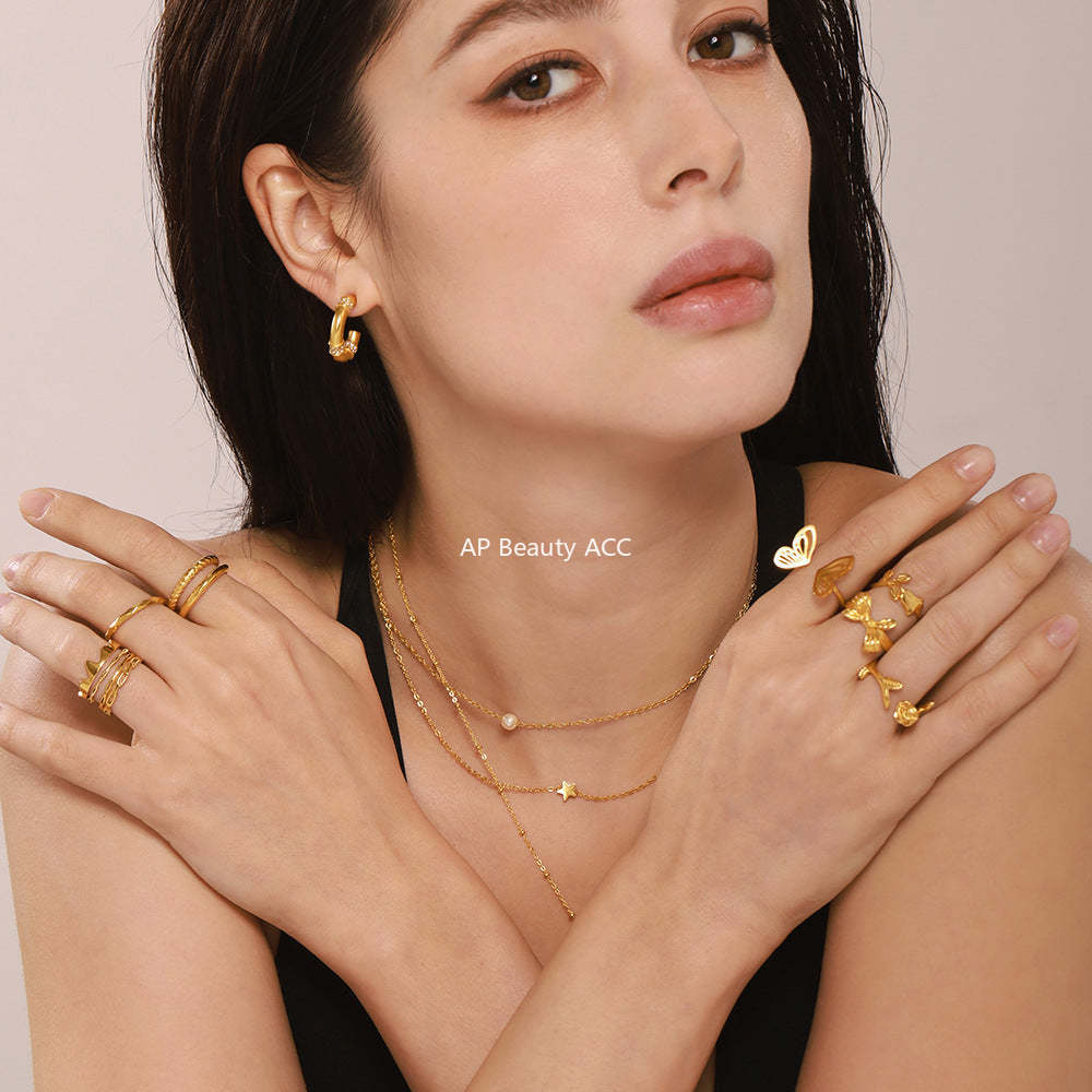 D관 - 18K PVD 도금 디자인 스테인리스 스틸 반지 [A849] 25.03-2