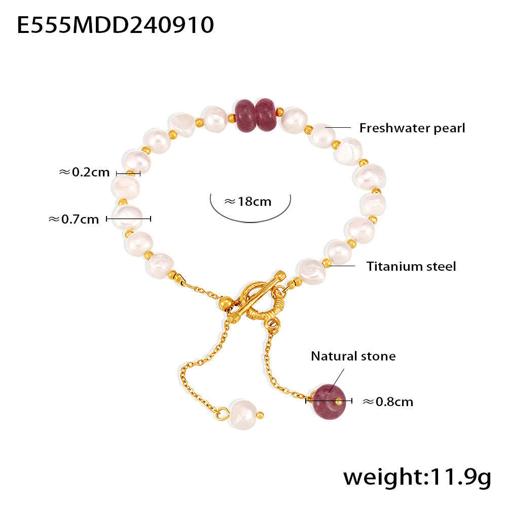 D관 - 산뜻한 러블리 담수 진주 OT 잠금 태슬 천연석 펜던트 팔찌 [E555] 24.09-2