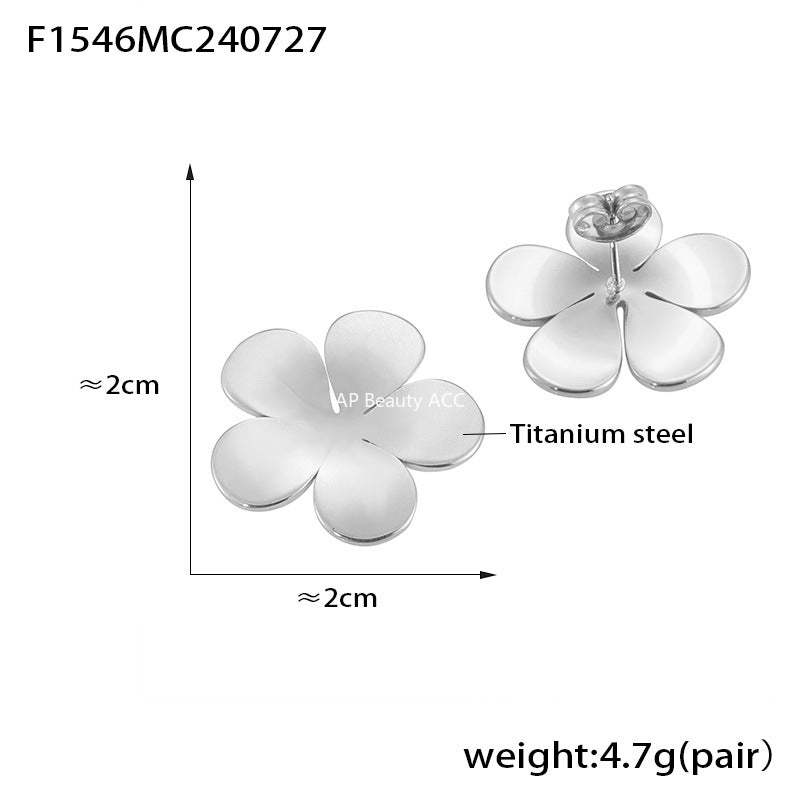 D관 - 티타늄 스틸 도금 빈티지 플라워 다섯잎 트렌디 귀걸이 [F1546] 24.08-1