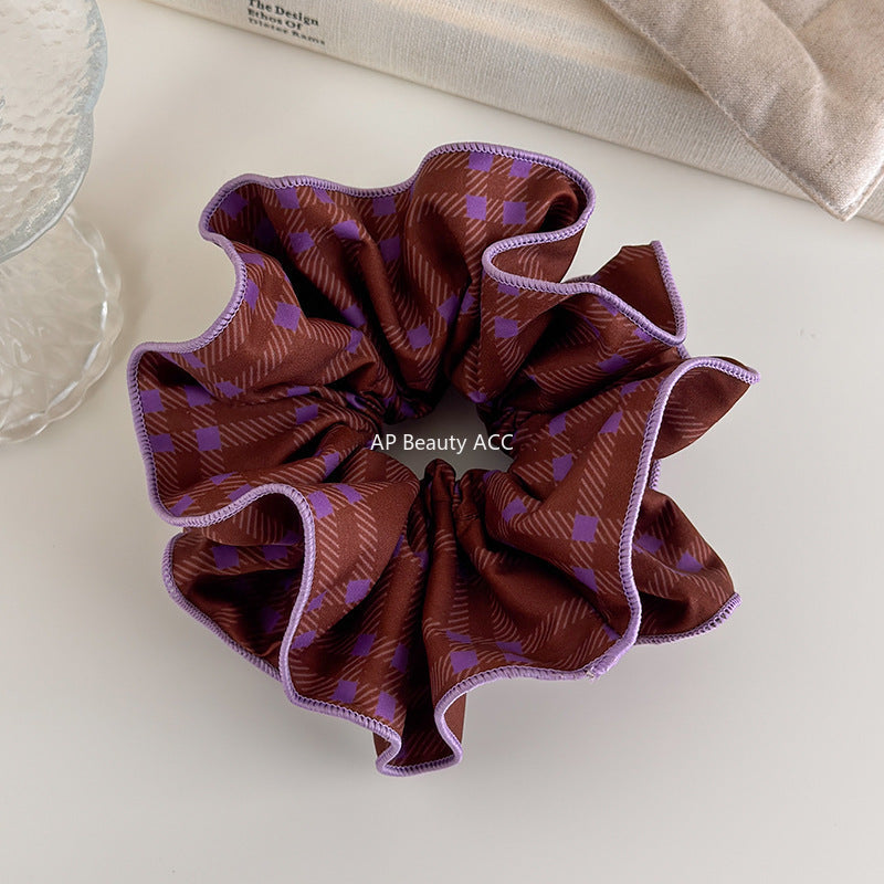 E관 - 체크무늬 디자인 대형 곱창 헤어밴드 [27536] 25.10-1