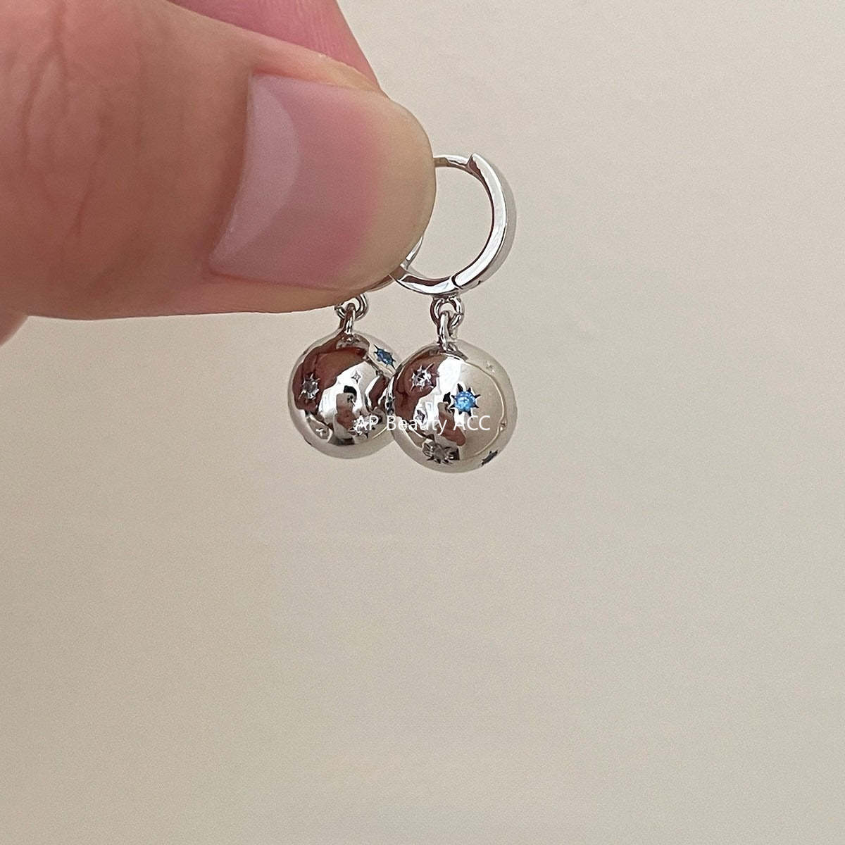 A관 - 큐빅 볼 펜던트 925 은침 링 귀걸이 [EH-4124] 25.12-2