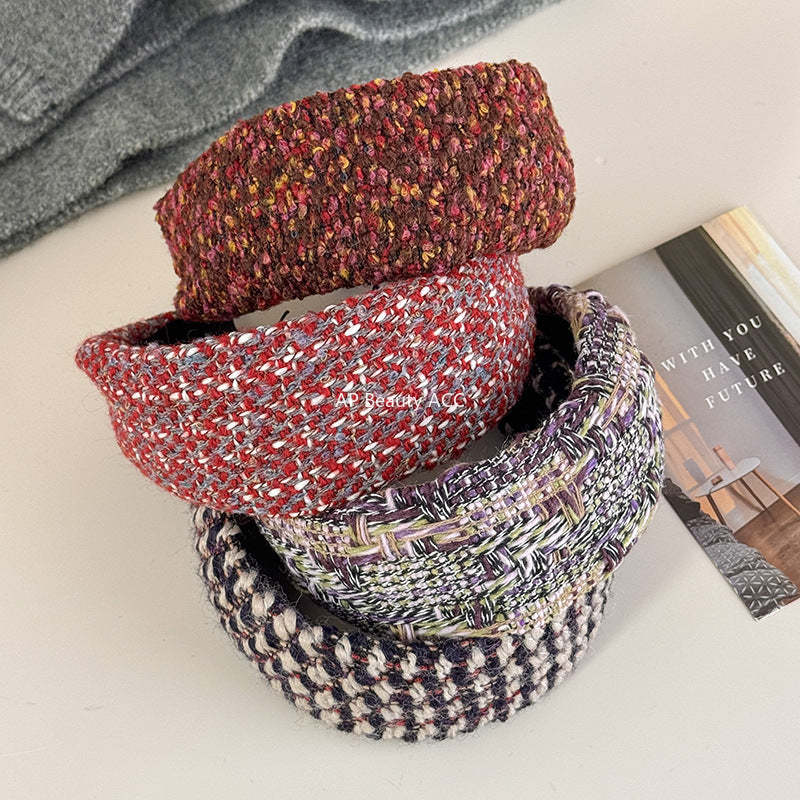 E관 - 모직 털실 패턴 와이드 머리띠 [27733] 25.12-1