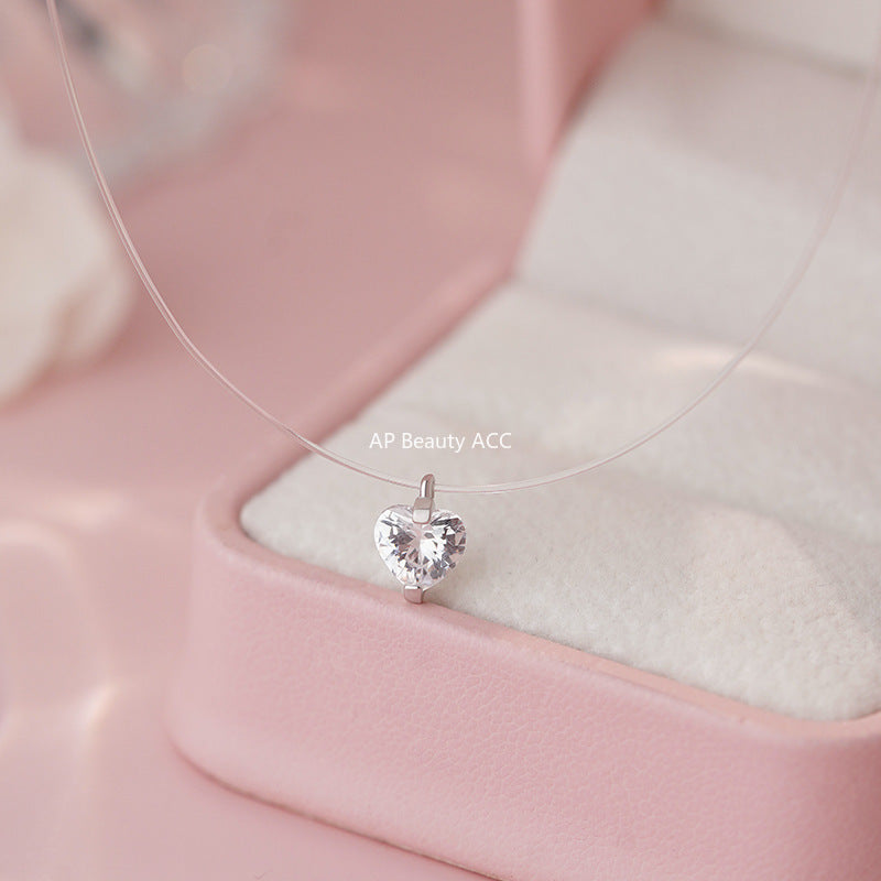B관 - 999 실버 하트 펜던트 우레탄줄 목걸이 [YC2764N_1] 25.10-1