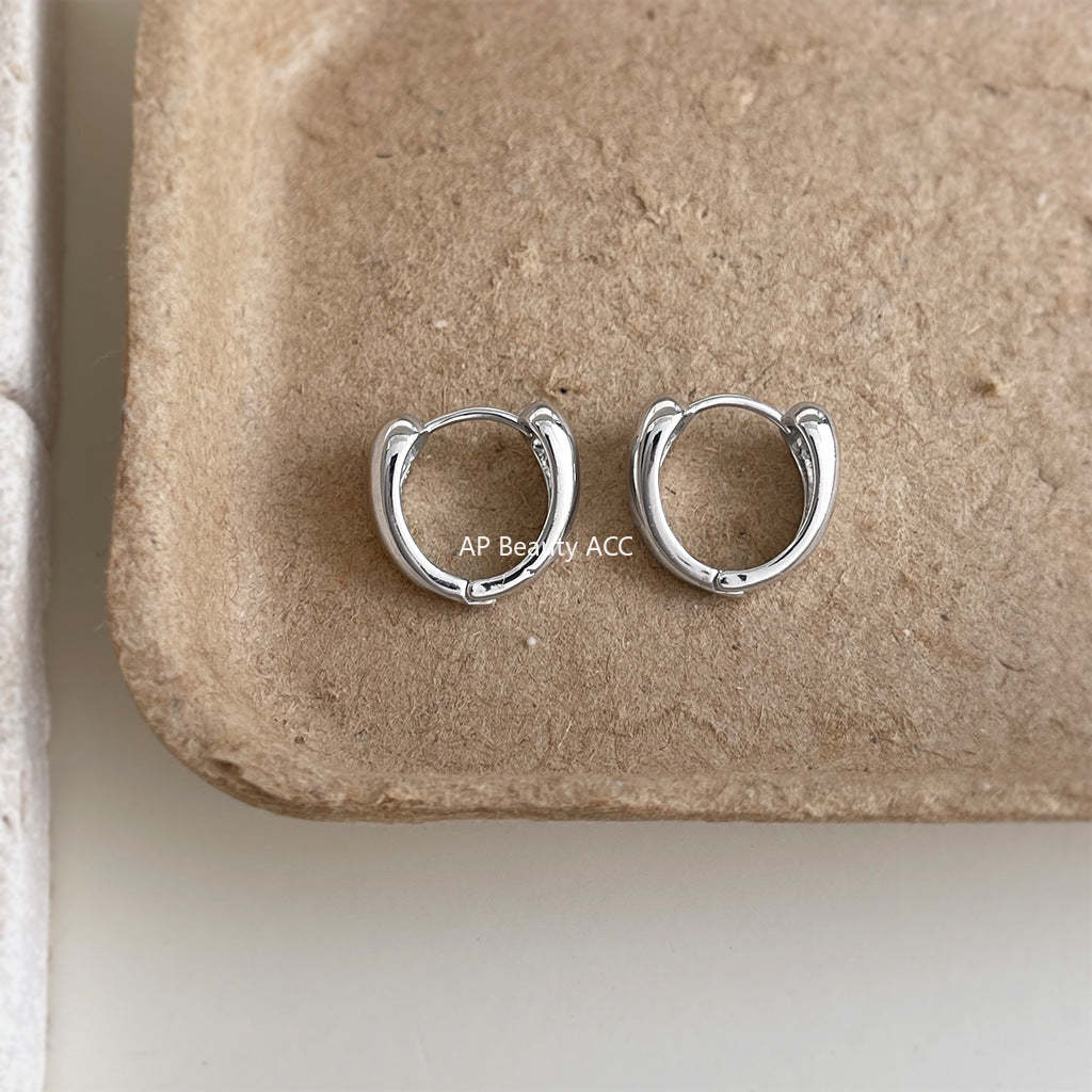C관 - 유광 백금도금 원형 후프 귀걸이 [7118] 25.12-1