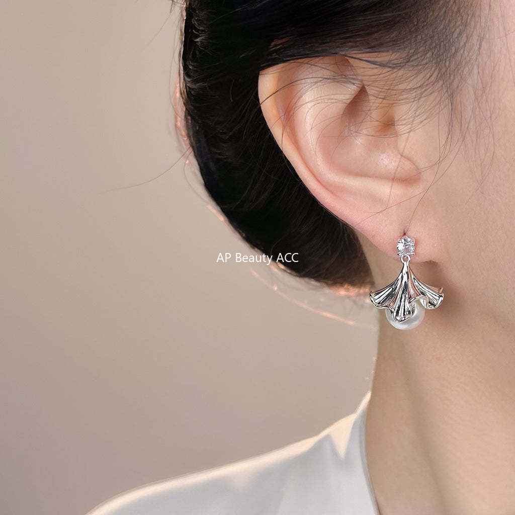 C관 - 925 은침 큐빅 플라워 진주 귀걸이 [7202] 25.12-1