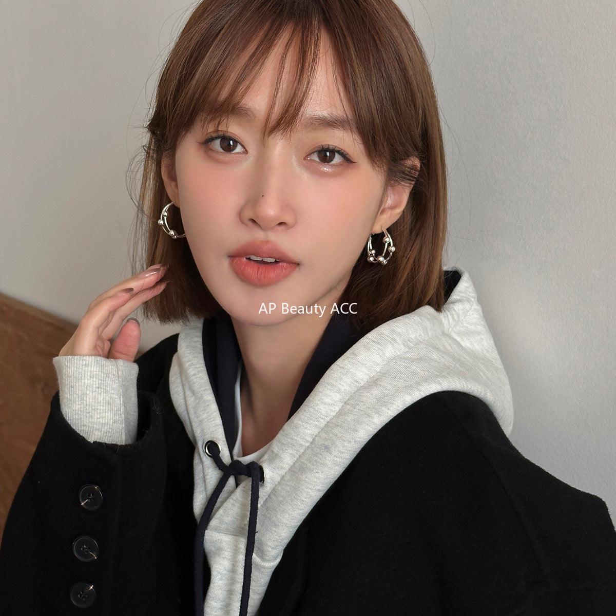 A관 - 925 은침 원형 볼 이중 링 귀걸이 [EH-2631] 24.03-5