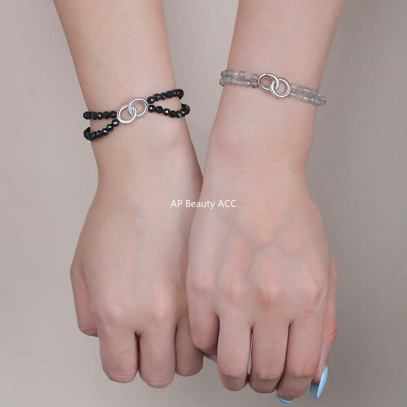 B관 - 925 실버 흑마노 문스톤 비즈 커플 팔찌 [YC5206SL_1] 25.10-5