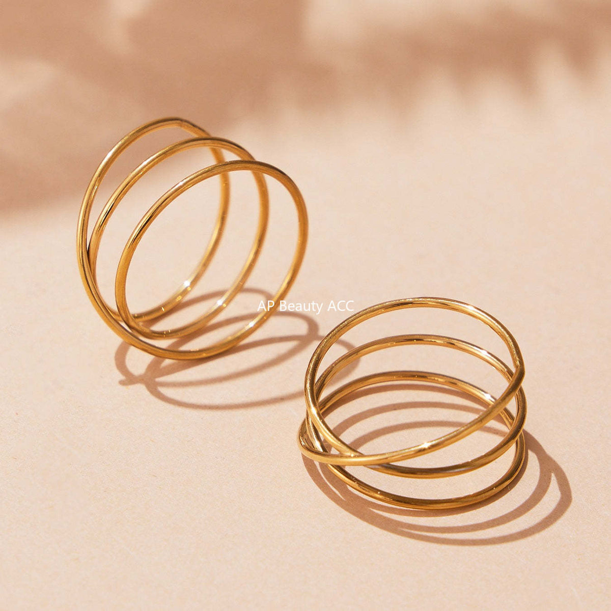 D관 - 큐빅 스테인리스 스틸 18K 골드 도금 반지 [A309-A312-A313] 25.09-4