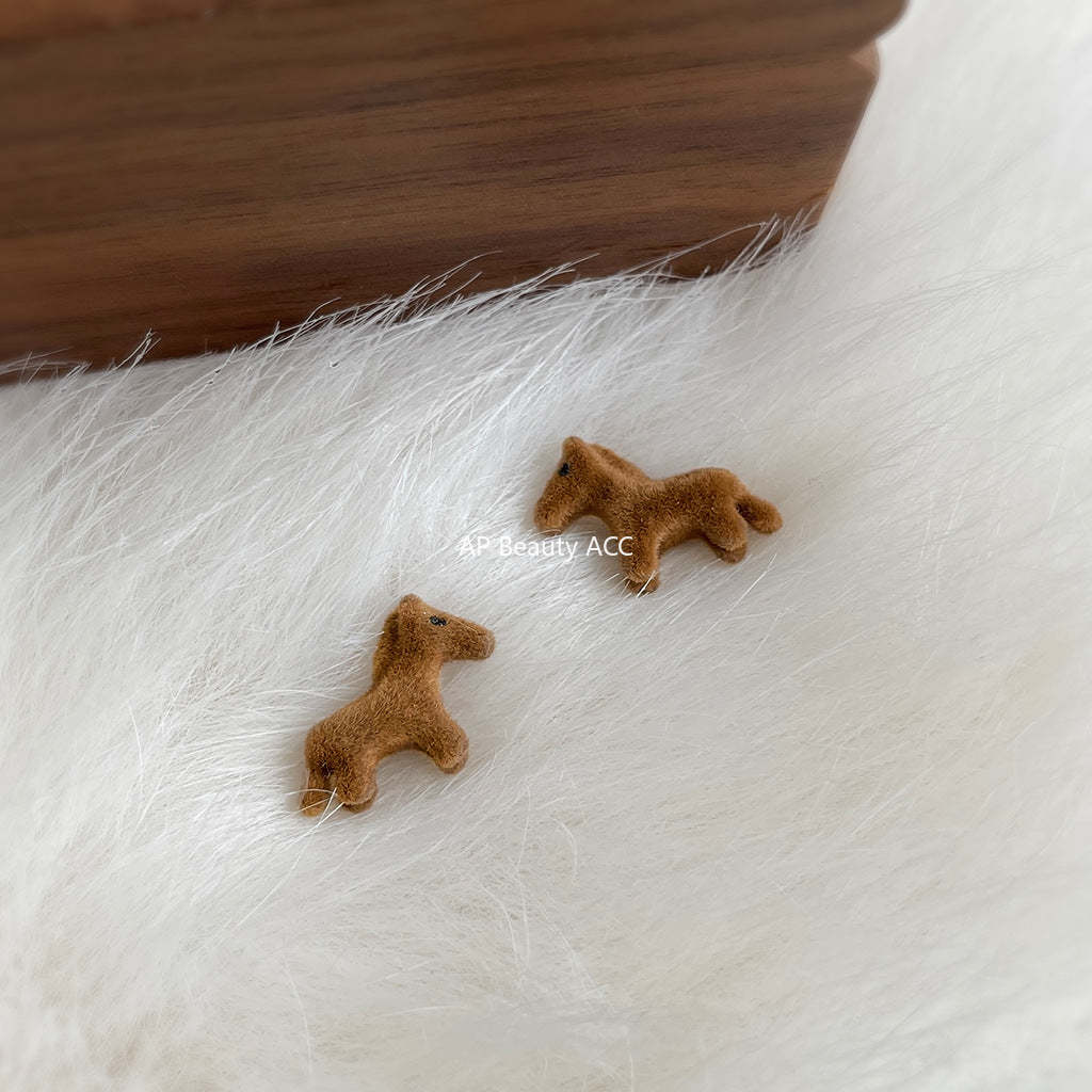 C관 - 925 은침 플록킹 벨벳 조랑말 귀걸이 [6995] 25.10-5